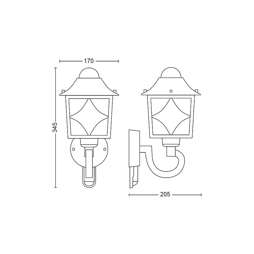 Philips - Außenwandleuchte mit Sensor 1xE27/60W/230V IP44