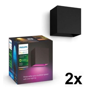 Philips - 2er-Set dimmbare LED RGBW Außenwandleuchte Hue RESONATE LED/8W/230V 2000-6500K IP44