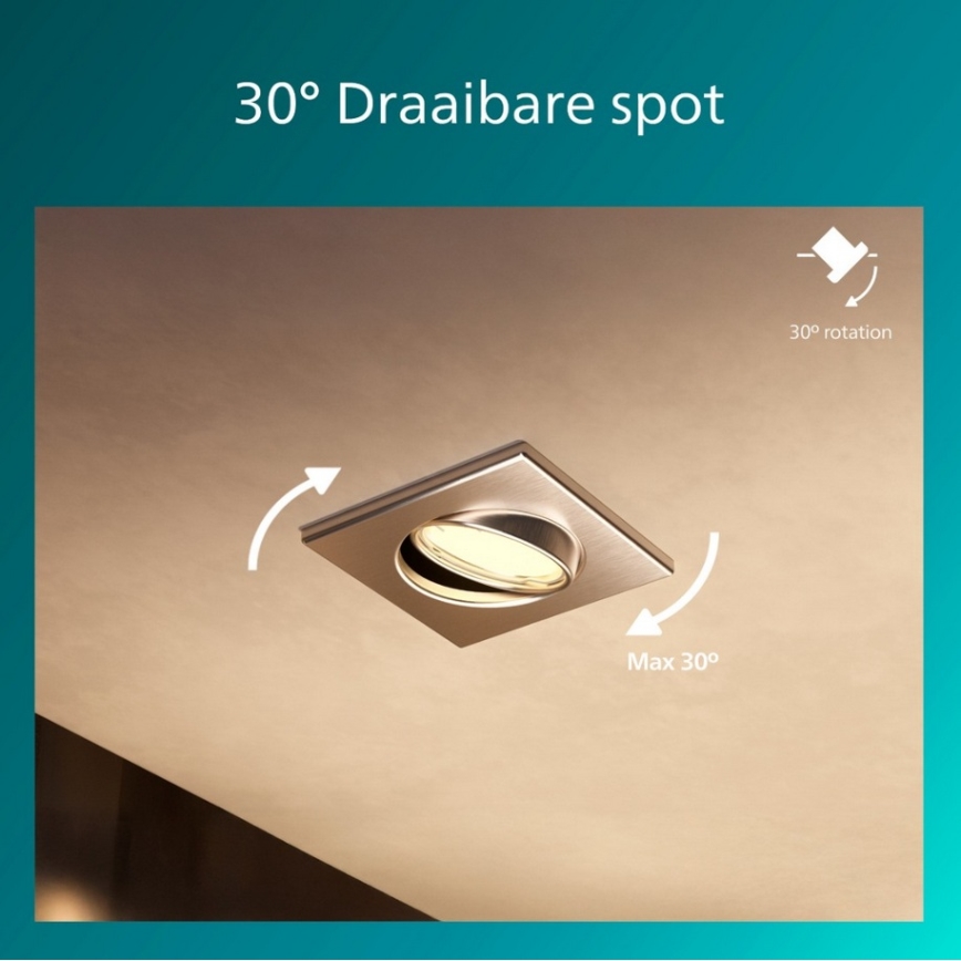 Philips - 3er-Set Deckeneinbauleuchte PERIDOT, 1x GU10/7W/230V, silber