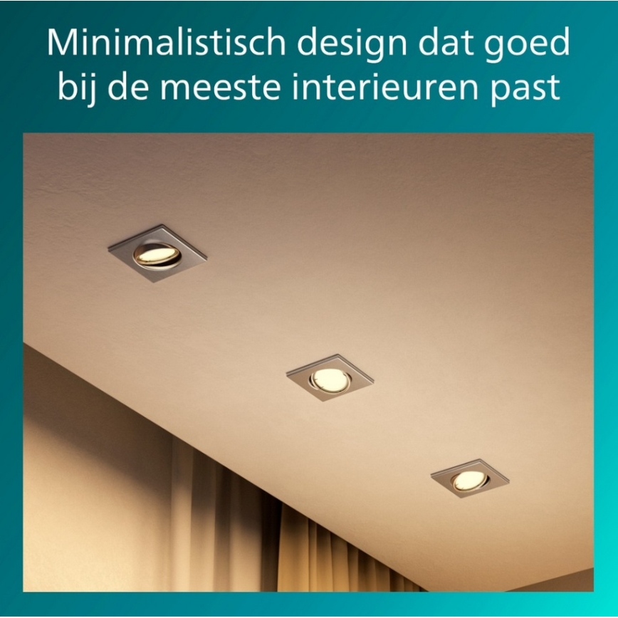 Philips - 3er-Set Deckeneinbauleuchte PERIDOT, 1x GU10/7W/230V, silber