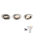Philips - 3er-Set dimmbare LED RGBW Einbaustrahler 1xGU10/4,8W/230V Hochglanz-Chrom + Fernbedienung
