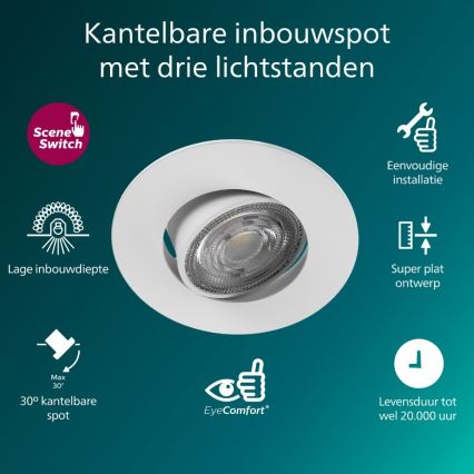 Philips - 3er-Set dimmbare LED-Einbauleuchten CILANTRO LED/5W/230V 2700K schwarz