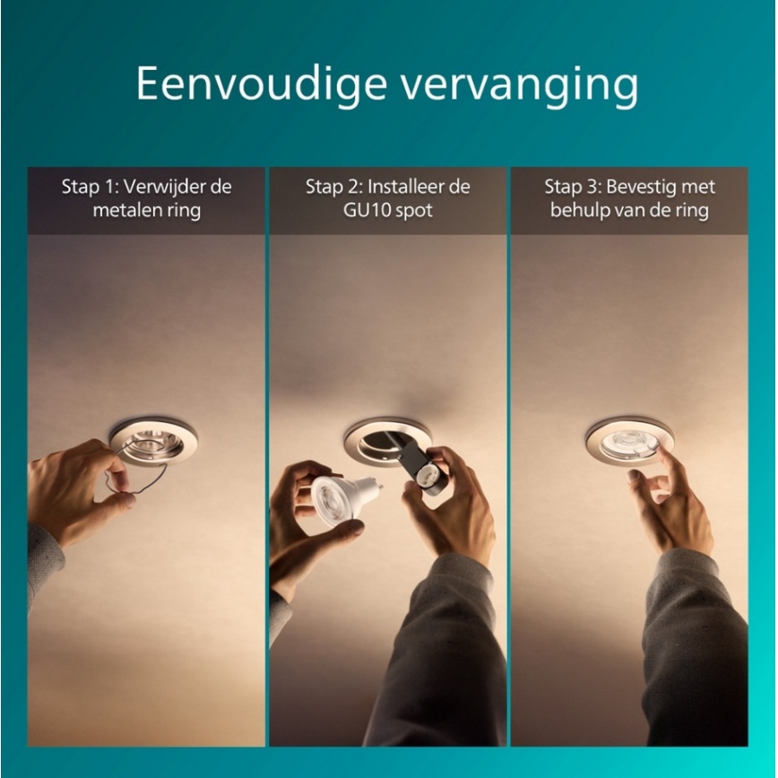 Philips - 3er-Set Einbauleuchte PERIDOT 1xGU10/7W/230V silber