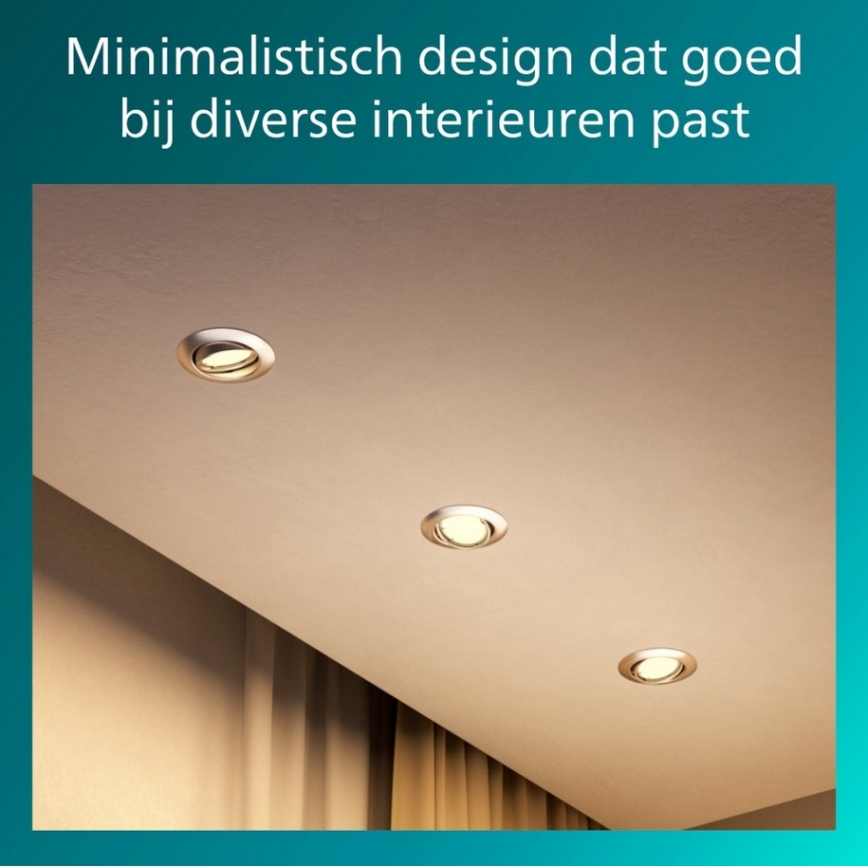 Philips - 3er-Set Einbauleuchten PERIDOT 1xGU10/7W/230V silber