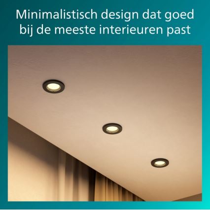 Philips - 3er-Set Einbaustrahler PERIDOT 1xGU10/7W/230V schwarz