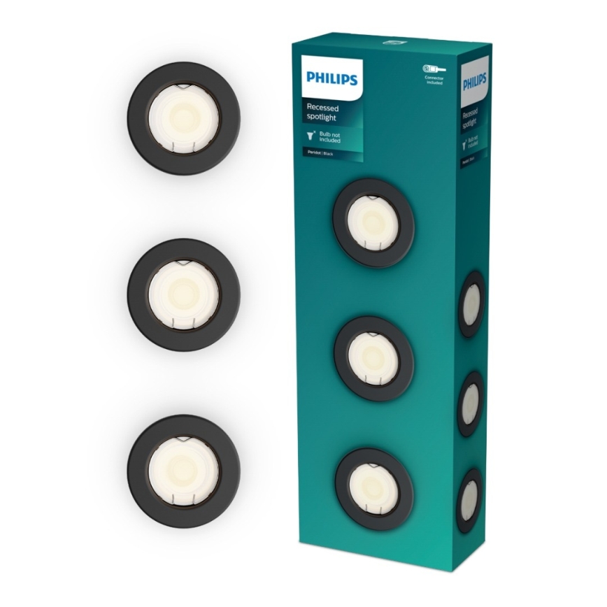 Philips - 3er-Set Einbaustrahler PERIDOT 1xGU10/7W/230V schwarz