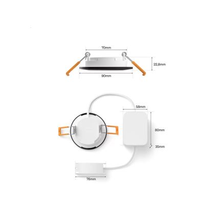 Philips - Set 3x LED RGBW dimmbare Badezimmer-Einbauleuchten Hue SLIM LED/8,3W/230V 1000-20000K schwarz P44