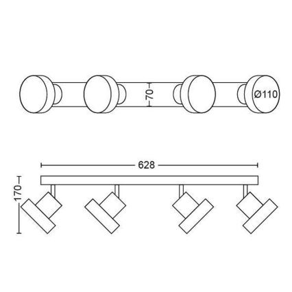 Philips 50604/30/P0 - LED Spotleuchte BUKKO 4xLED/4,3W/230V