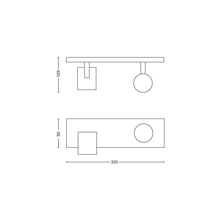 Philips 53092/48/16 - Spotleuchte RUNNER silber 2xGU10/35W/230V