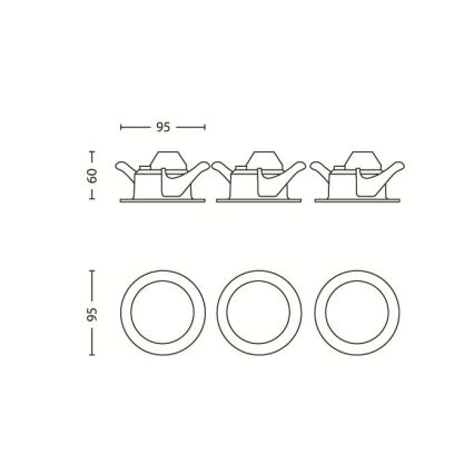 Philips 59100/87/16 - SET 3x LED Einbaustrahler MYLIVING SCEPTRUM LED/3W/230V