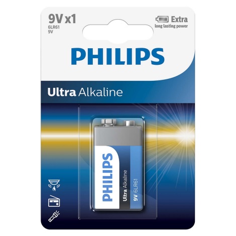 Philips 6LR61E1B/10 - Alkalibatterie 6LR61 ULTRA ALKALINE 9V
