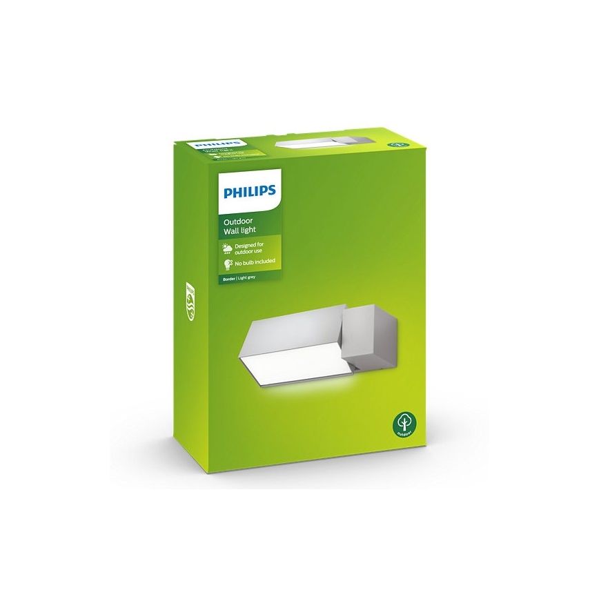 Philips - Außenwandbeleuchtung BORDER 1xE27/23W/230V IP44 grau