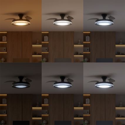 Philips - Dimmbare LED-Deckenleuchte mit Ventilator BLISS LED/35W/230V schwarz + Fernbedienung