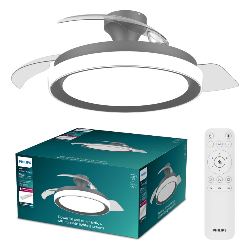 Philips - Dimmbare LED-Deckenleuchte mit Ventilator BLISS LED/35W/230V schwarz + Fernbedienung