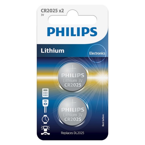 Philips CR2025P2/01B - 2 St Lithium Batterie CR2025 MINICELLS 3V