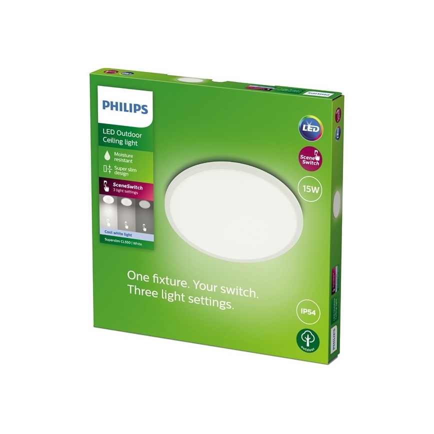 Philips - Dimmbare LED-Außenleuchte SUPERSLIM SCENE SWITCH LED/15W/230V IP54 weiß