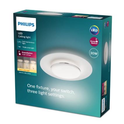 Philips- Dimmbare LED-Deckenleuchte SCENE SWITCH LED/30W/230V 2700K silbern