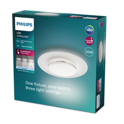 Philips- Dimmbare LED-Deckenleuchte SCENE SWITCH LED/30W/230V 4000K silbern