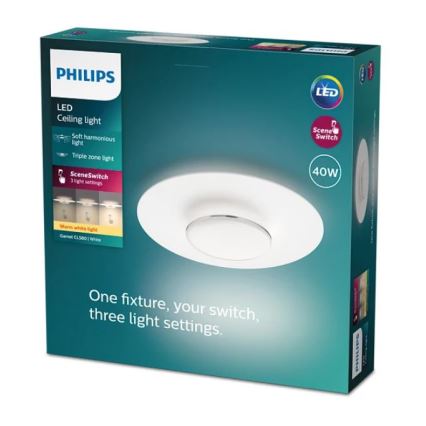 Philips- Dimmbare LED-Deckenleuchte SCENE SWITCH LED/40W/230V 2700K silbern