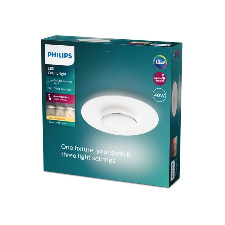 Philips- Dimmbare LED-Deckenleuchte SCENE SWITCH LED/40W/230V 2700K silbern