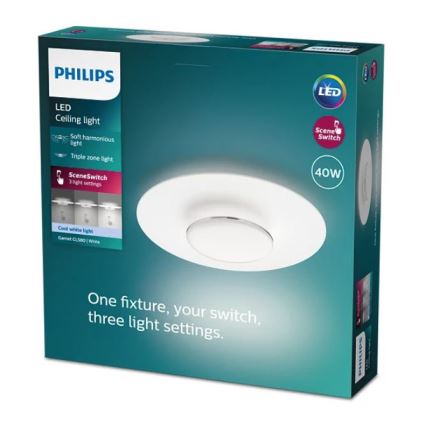 Philips- Dimmbare LED-Deckenleuchte SCENE SWITCH LED/40W/230V 4000K silbern