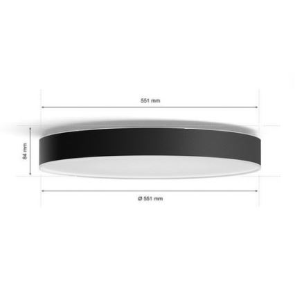 Philips - Dimmbare LED-Deckenleuchte Hue LED/48W/230V 2200-6500K d 551 mm schwarz + Fernbedienung