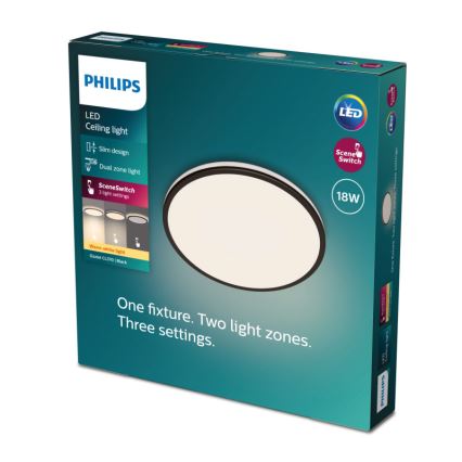 Philips - Dimmbare LED-Deckenleuchte SCENE SWITCH LED/18W/230V d 30 cm 2700K schwarz