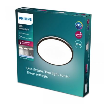 Philips - Dimmbare LED-Deckenleuchte SCENE SWITCH LED/18W/230V d 30 cm 4000K schwarz