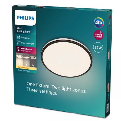 Philips - Dimmbare LED-Deckenleuchte SCENE SWITCH LED/22W/230V d 40 cm 2700K schwarz