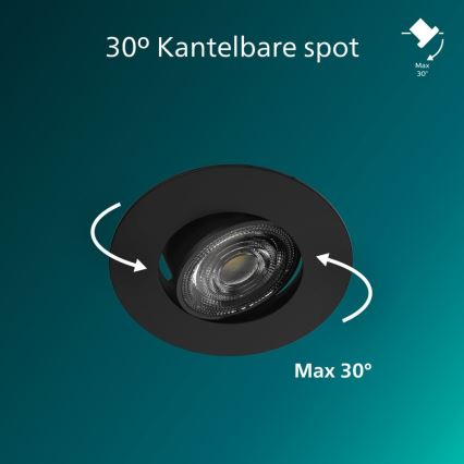 Philips - CILANTRO LED Einbauleuchte, dimmbar, 5 W, 230 V, 2700 K, schwarz