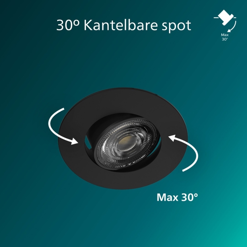 Philips - CILANTRO LED Einbauleuchte, dimmbar, 5 W, 230 V, 2700 K, schwarz