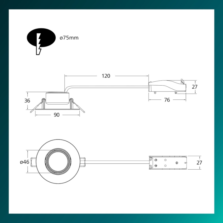 Philips - CILANTRO LED Einbauleuchte, dimmbar, 5 W, 230 V, 2700 K, schwarz