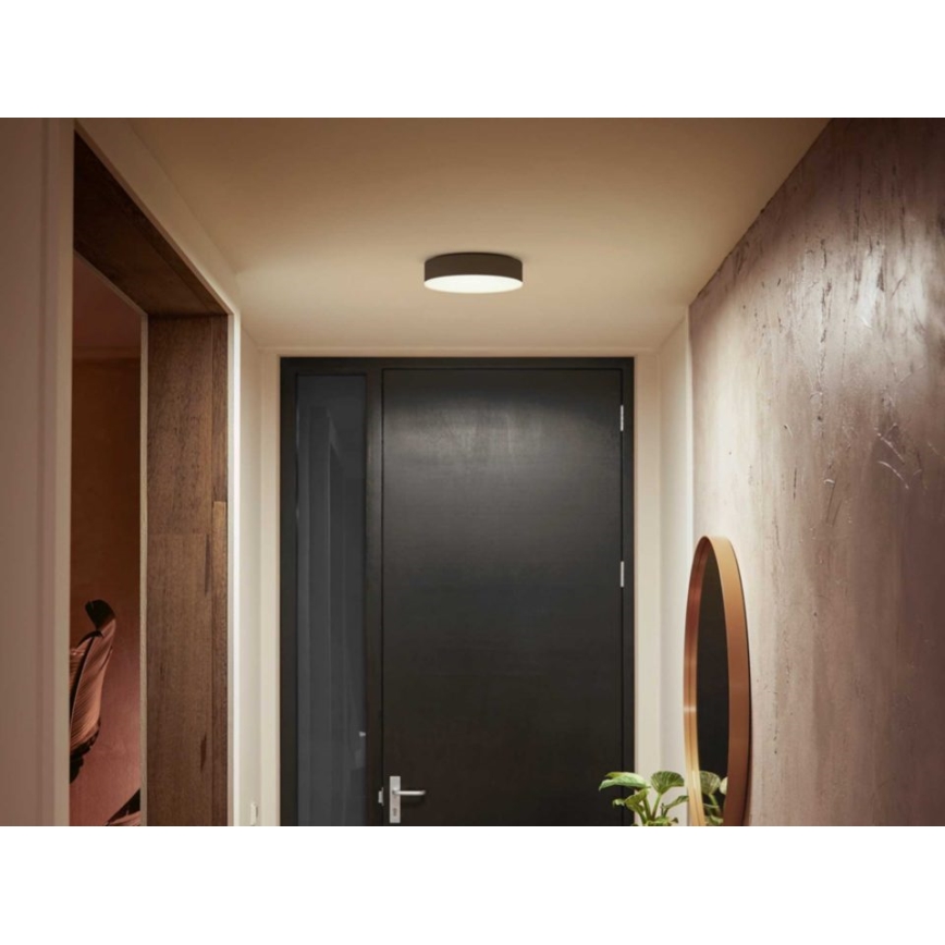 Philips - Hue LED-Deckenleuchte, dimmbar, 9,6 W, 230 V, 2200–6500 K, Ø 261 mm, schwarz + Fernbedienung
