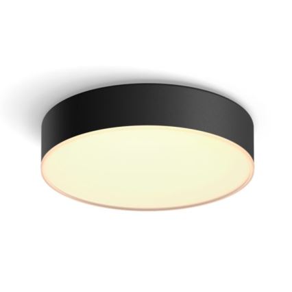 Philips - Hue LED-Deckenleuchte, dimmbar, 9,6 W, 230 V, 2200–6500 K, Ø 261 mm, schwarz + Fernbedienung