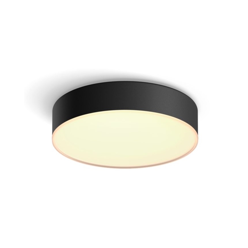 Philips - Hue LED-Deckenleuchte, dimmbar, 9,6 W, 230 V, 2200–6500 K, Ø 261 mm, schwarz + Fernbedienung