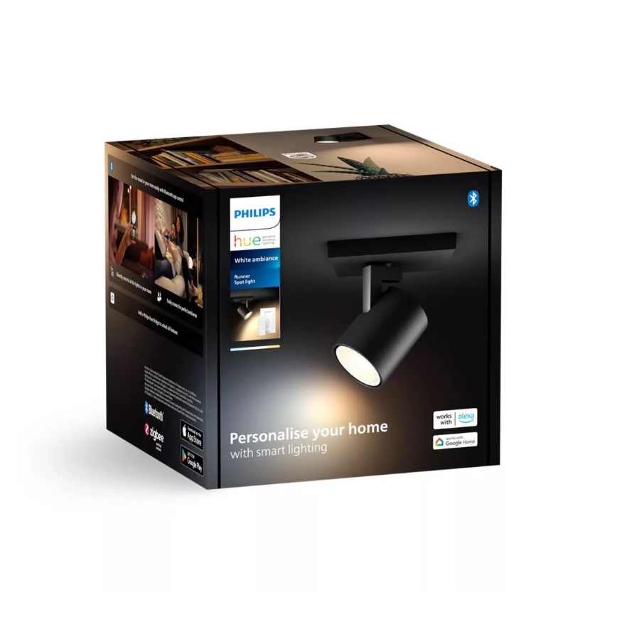 Philips - Dimmbarer LED-Strahler Hue RUNNER 1xGU10/4,2W/230V 2200-6500K + Fernbedienung schwarz