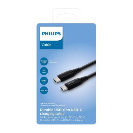 Philips DLC5206C/00 – USB-Kabel USB-C 3.0-Anschluss 2m schwarz/grau