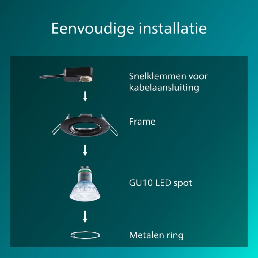 Philips - Einbauleuchte PERIDOT 1xGU10/7W/230V schwarz