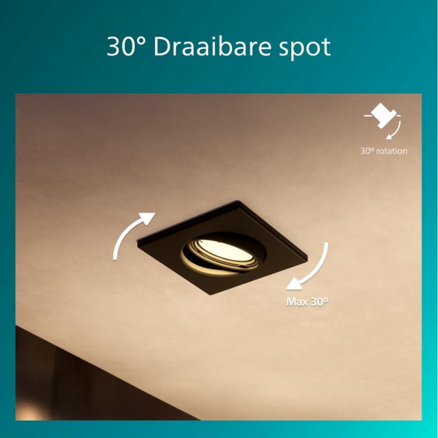 Philips - Einbauleuchte PERIDOT 1xGU10/7W/230V schwarz