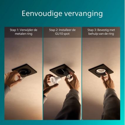 Philips - Einbauleuchte PERIDOT 1xGU10/7W/230V schwarz