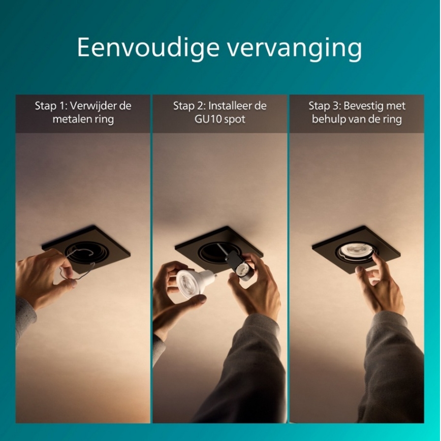 Philips - Einbauleuchte PERIDOT 1xGU10/7W/230V schwarz