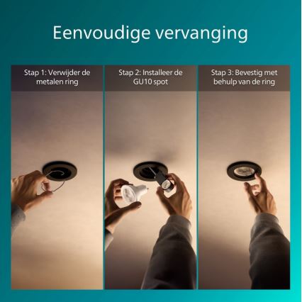 Philips - Einbauleuchte PERIDOT 1xGU10/7W/230V schwarz