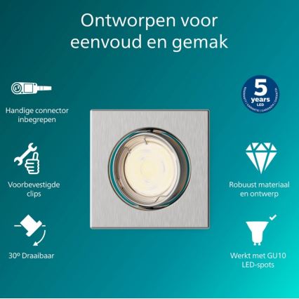 Philips - Einbauleuchte PERIDOT 1xGU10/7W/230V silber