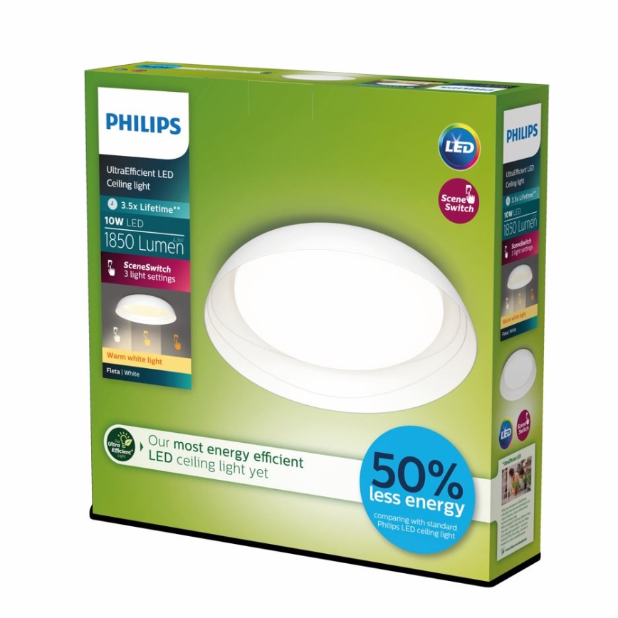 Philips - LED dimmbares Deckenleuchte FLETA SCENE SWITCH LED/10W/230V 2700K weiß