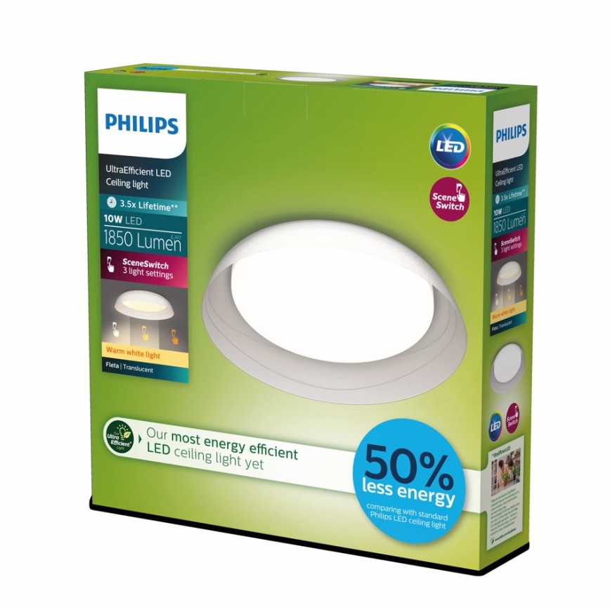 Philips - LED dimmbares Deckenleuchte FLETA SCENE SWITCH LED/10W/230V 2700K klar