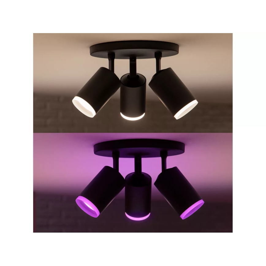 Philips - LED RGBW dimmbares Einbauleuchte Hue FUGATO 3xGU10/4,2W/230V 2000-6500K schwarz