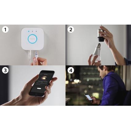 Philips Hue Starter-Set WHITE 3xE27/9W 2700K + Hue Bridge und Dimmschalter