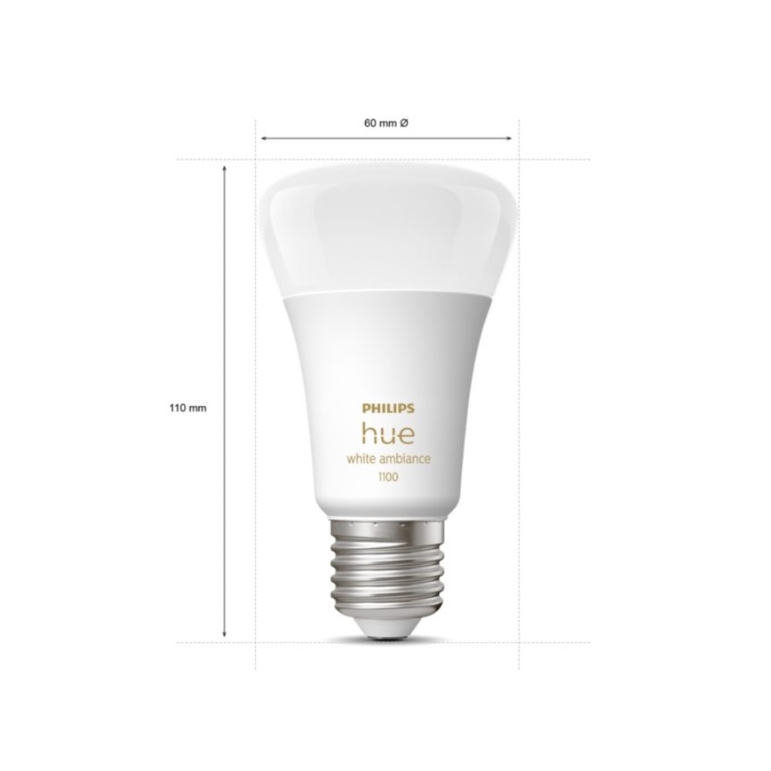 Philips Hue White Ambiance Starter-Set 3xE27/11W 2200-6500K + Hue Bridge und Dimmer Switch