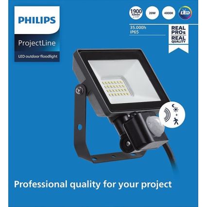 Philips – LED-Außenstrahler mit Sensor PROJECTLINE LED/20W/230V IP65 4000K