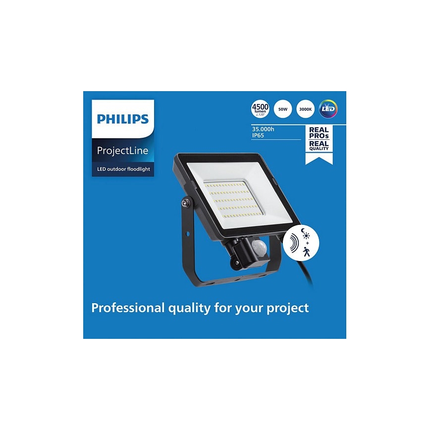 Philips – LED-Außenstrahler mit Sensor PROJECTLINE LED/50W/230V IP65 3000K